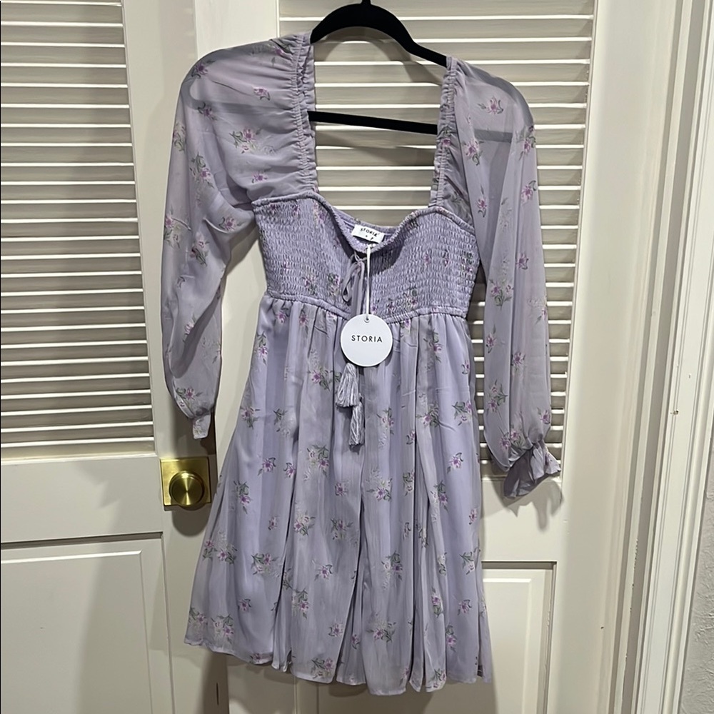Storia Lilac Floral Smocked Dress